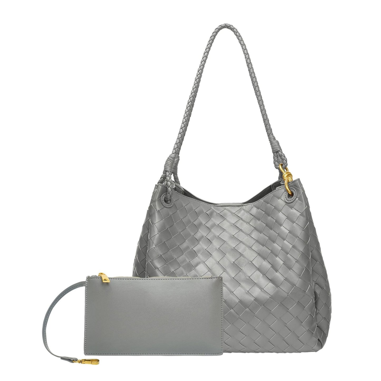 Women's Weave Plaid British Style Light Luxury Bucket Bags