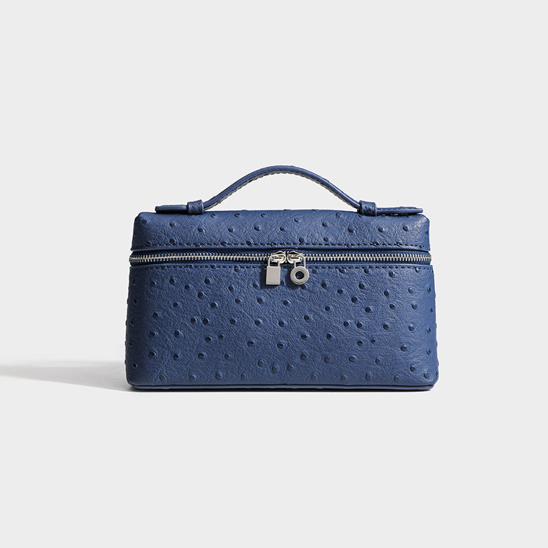 Women's Ostrich Grain Lunch Box Fashion Portable Small Square Bag