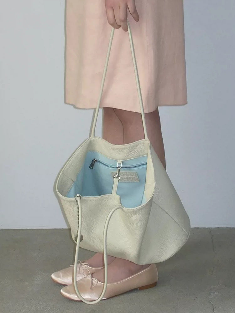 Leather Minimalist Top Layer Cowhide Large Shoulder Bags