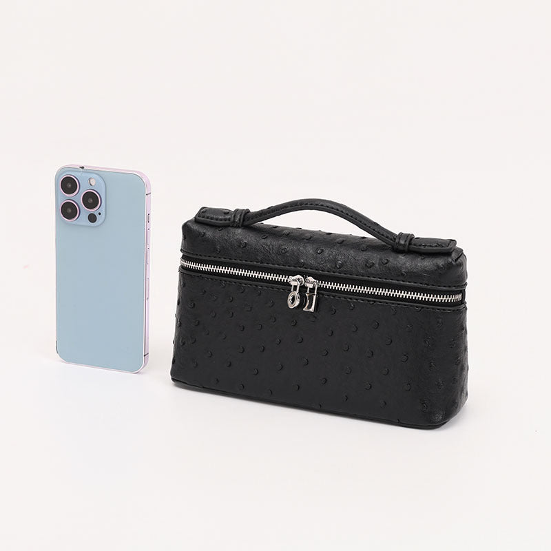 Women's Ostrich Grain Lunch Box Portable Small Square Bag