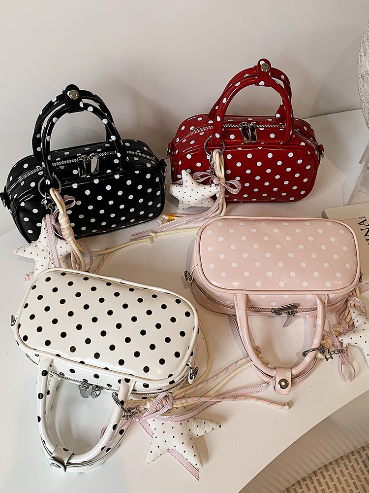 Korean Style Niche Sweet Bow Polka Dot Light Luxury Small Square Bag