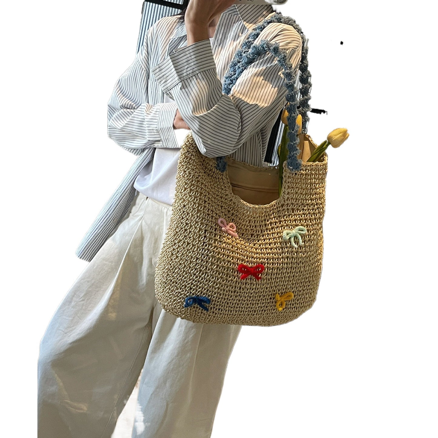 Hand-woven Cute Bow Beach Fashion Vacation Women's Shoulder Bag
