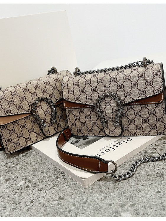 Women's Fashion Wine God Vintage Printed Chain Women's Messenger Bag