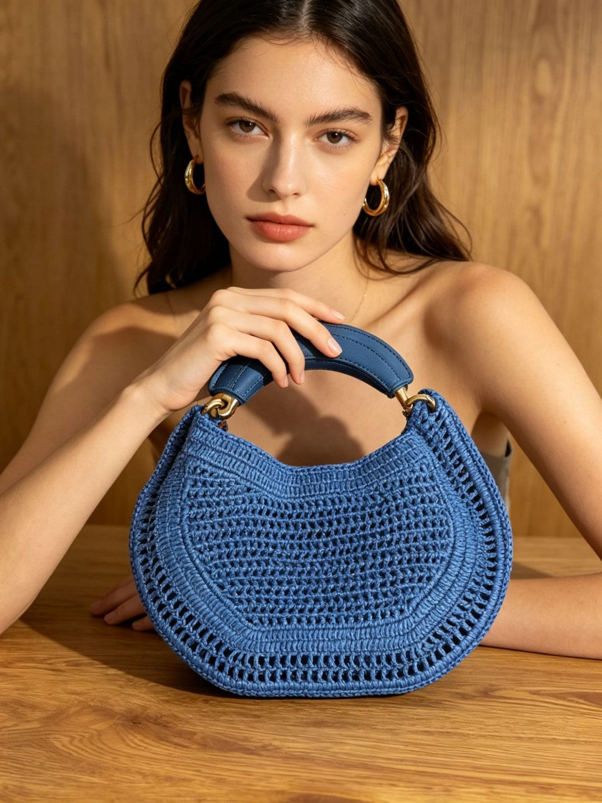Luxury Fashion Hand-woven Selenodont Summer Vacation Beach Hollow Design Portable Women's Handbag