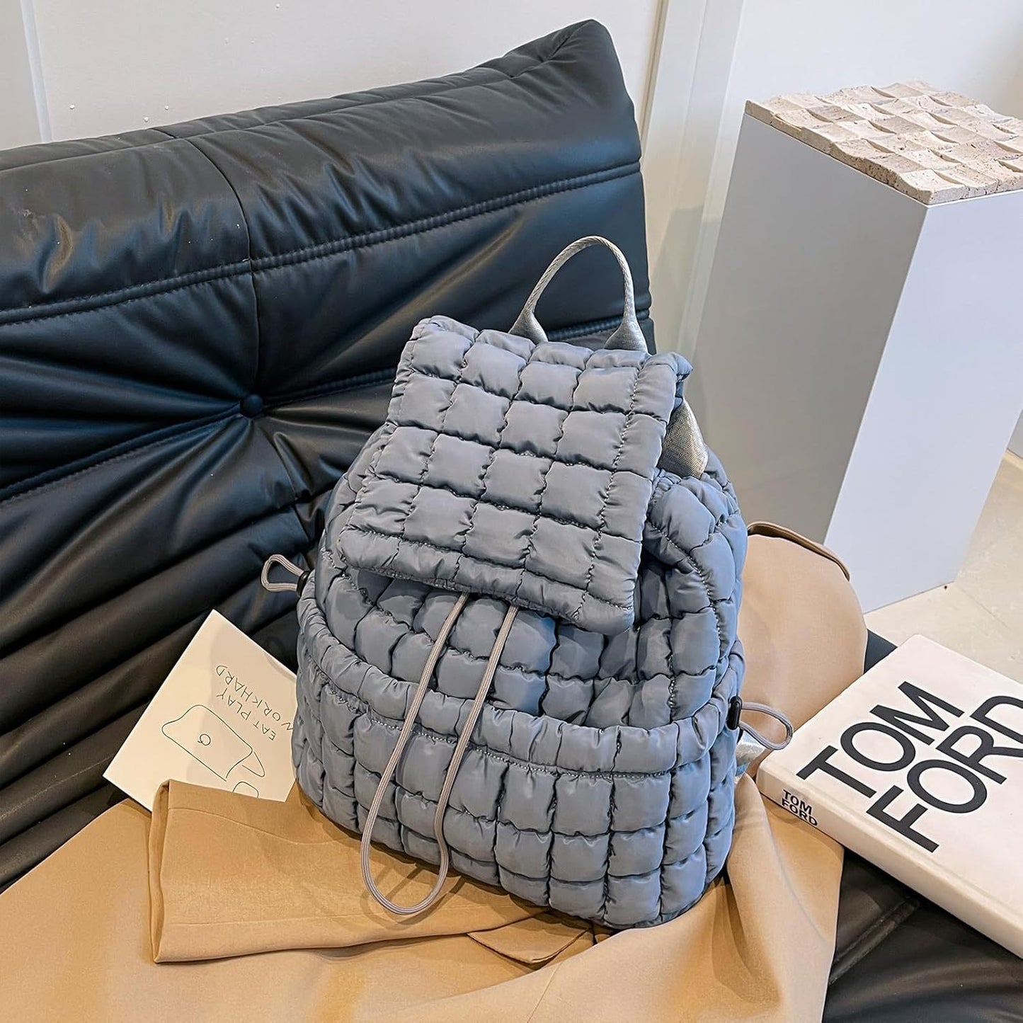 Women's Down Pleated Cloud Large Capacity Simple Plaid Bags