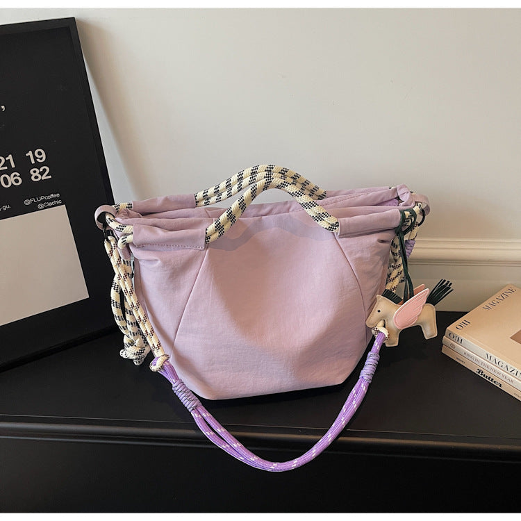 Capacity Waterproof Nylon Cloth College Solid Women's Shoulder Bag