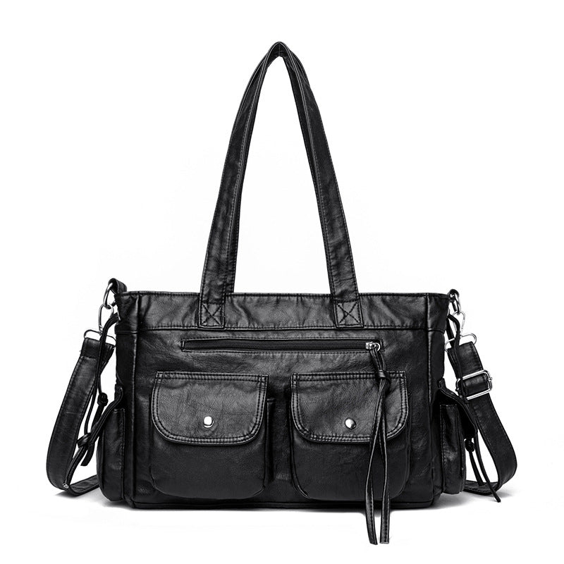 Women's Horizontal Soft Leather Washed Distressed Motorcycle Retro Hot Bags