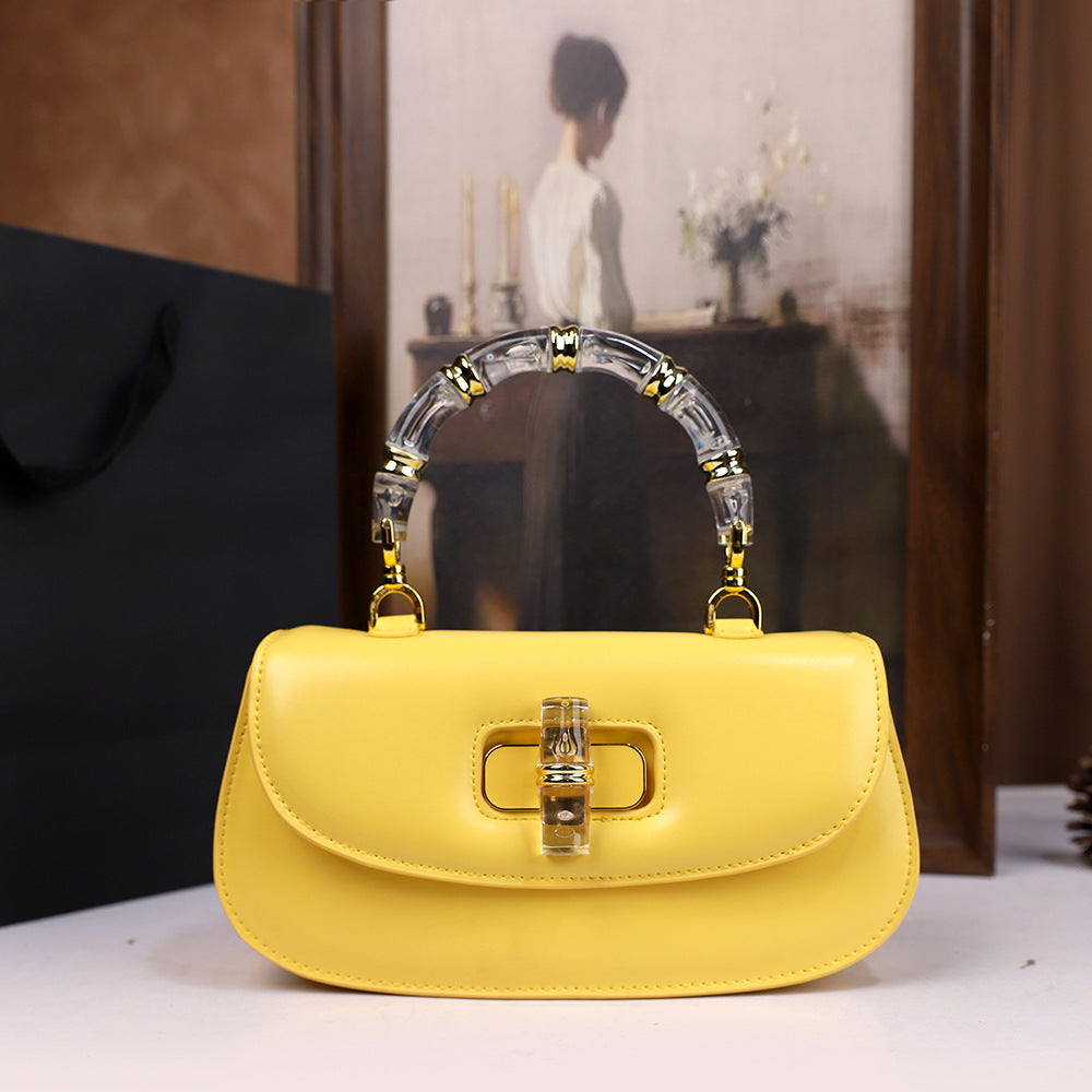 Hand Holding Saddle Bamboo Joint Design Women's Handbag