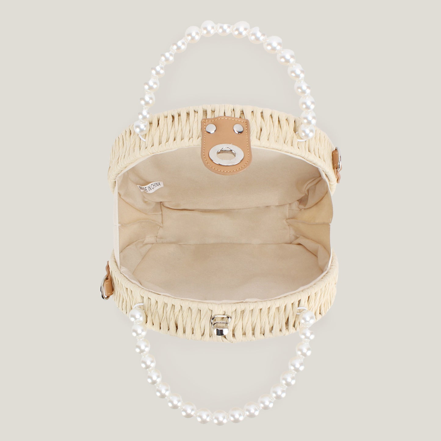 Trendy Unique Premium Round Embroidered Pearl Women's Messenger Bag