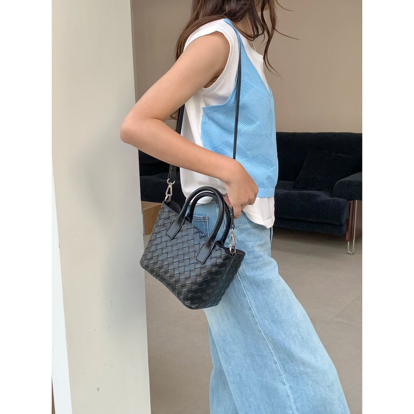 Women's High-grade Portable Woven Fashion Vegetable Basket Women's Handbag