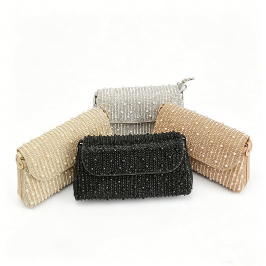 Women's Pearl Party With Diamonds Fashion Dinner Bag
