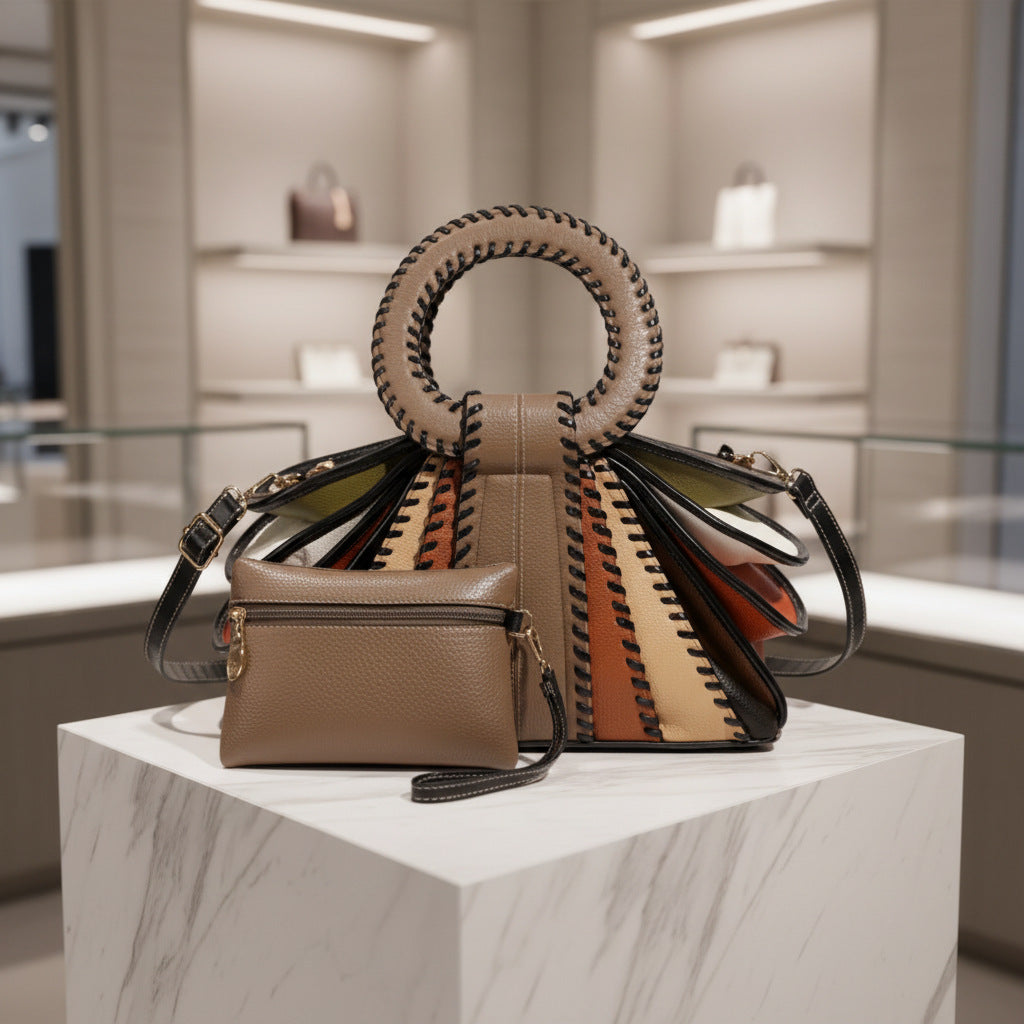 Women's Fashion Color Contrast Large Capacity High Women's Handbag