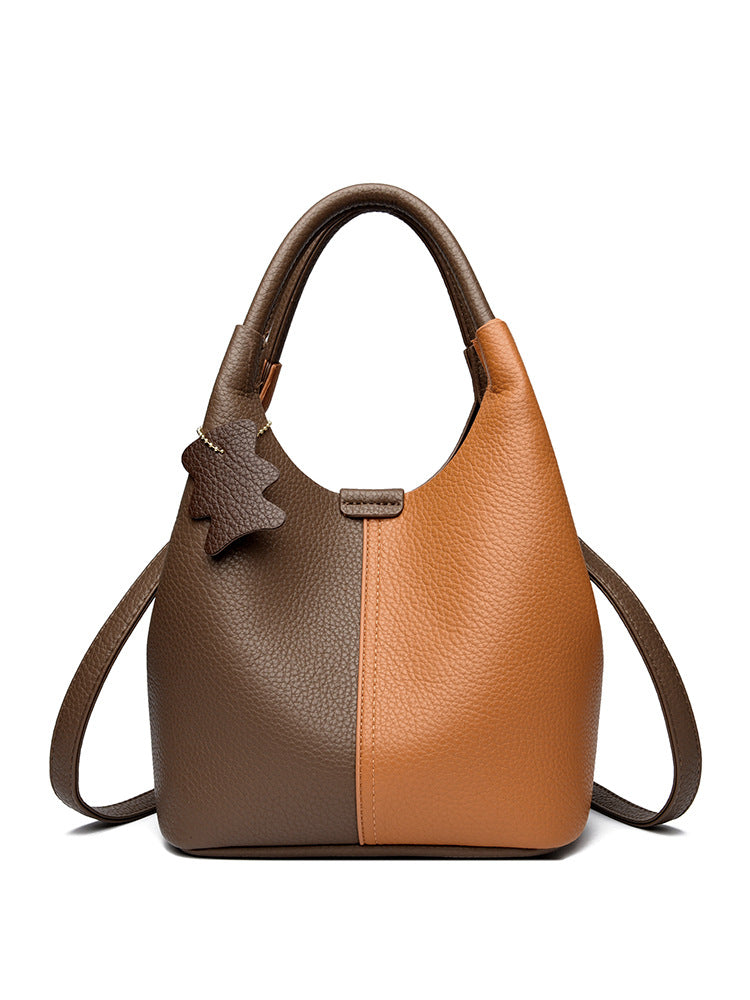 Women's Fashionable Color Blocking Vegetable Basket Generous Lock