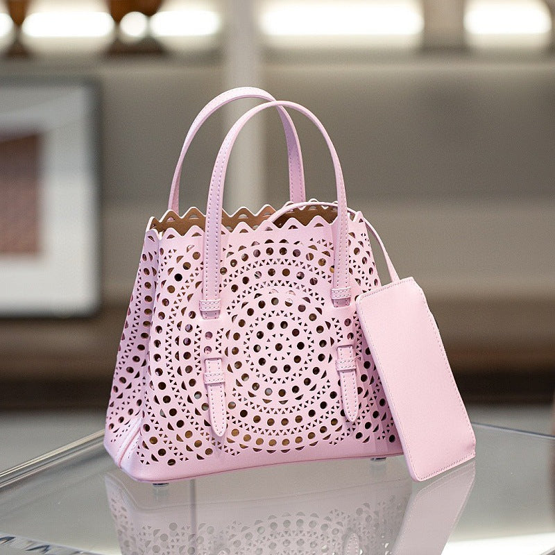 French Minority Top Layer Cattlehide Leather Women's Shoulder Bag