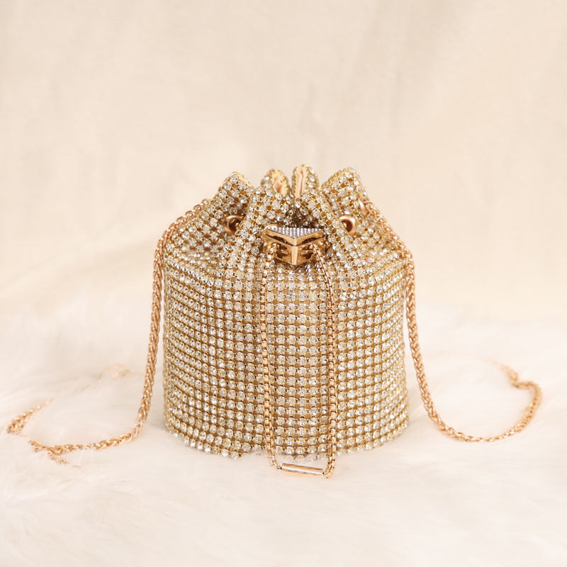 Women's Fashion Full Diamond Minority Chain Dinner Bag