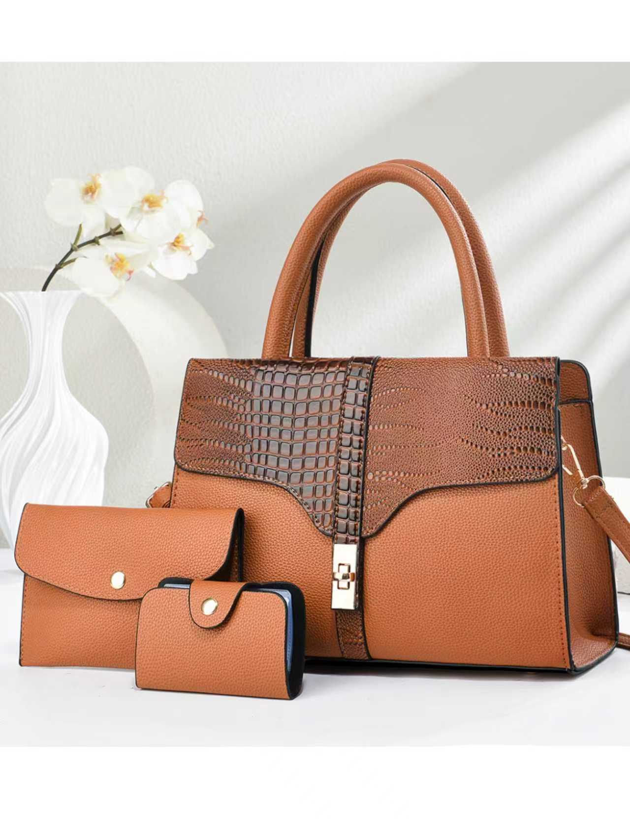 Large Capacity Textured Crocodile Pattern Simple One Women's Handbag