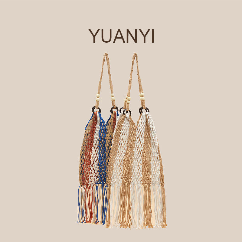 Women's Straw Cotton String Hollow Beach Handbags
