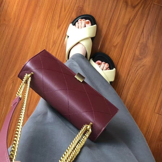 Women's Autumn Rhombus Chain Thread High-grade Textured Classic Small Square Bag