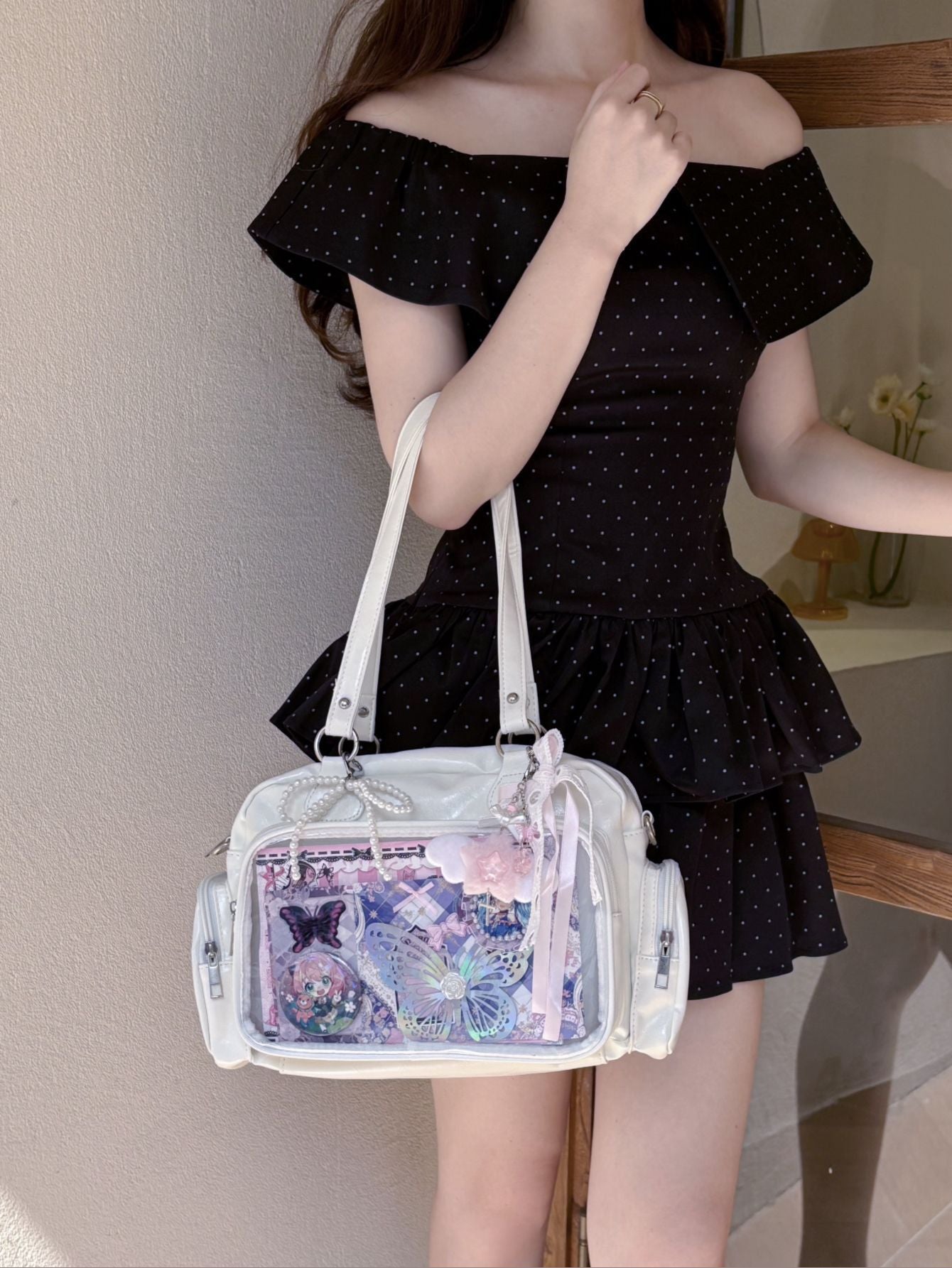 High-grade Bar Cartoon College Style Bowling Women's Shoulder Bag