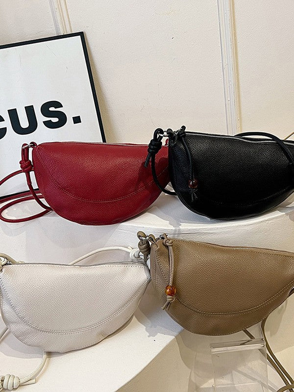 Women's Leather Croissant First Layer Cowhide Dumpling Bags