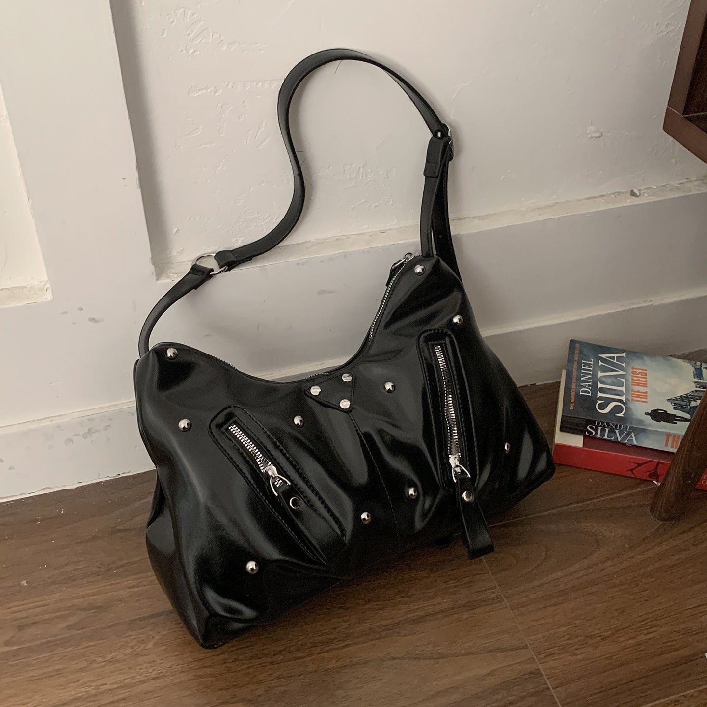 Women's Korean Style Large Capacity Underarm Simple Soft Surface Tote Bag