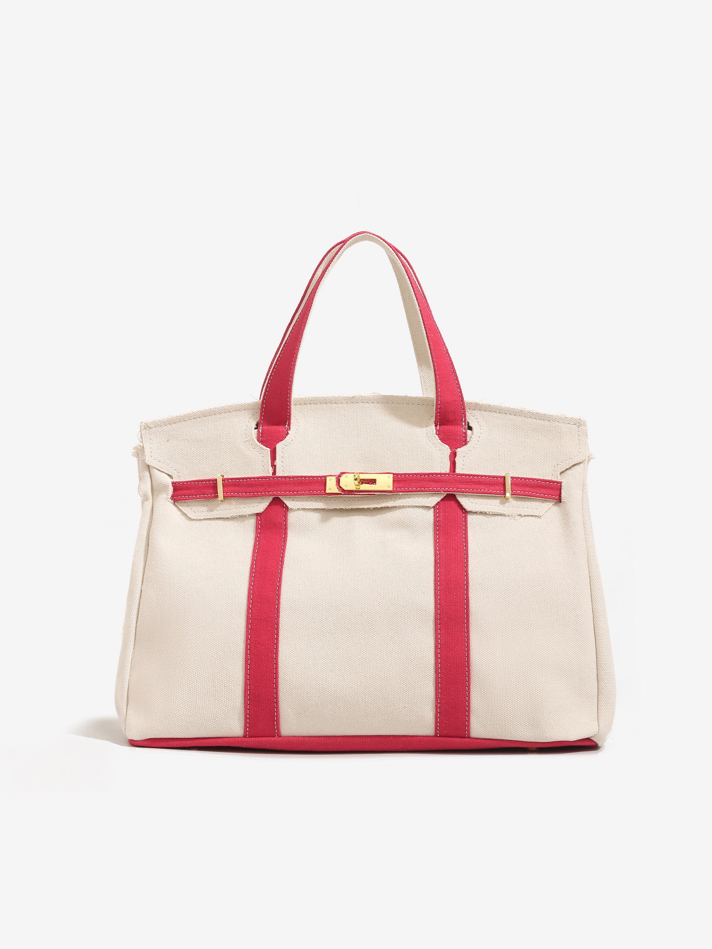 Classic Contrast Color Portable Canvas Large Bags