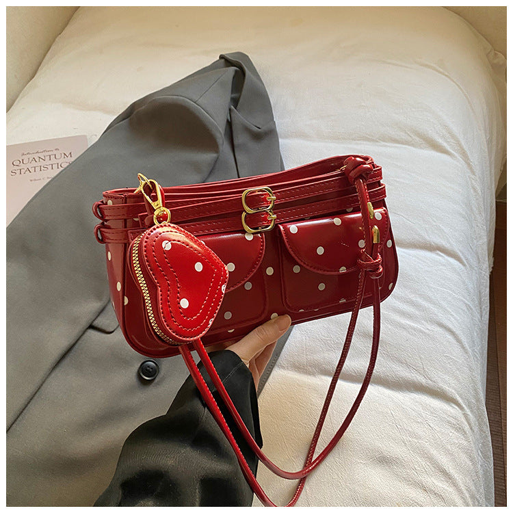 Women's Spring Fashionable Polka-dotted Western Style Mini Good-looking Women's Shoulder Bag
