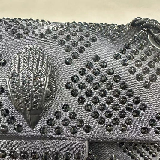 British Hot Rhinestone Minority Chain Black Small Square Bag