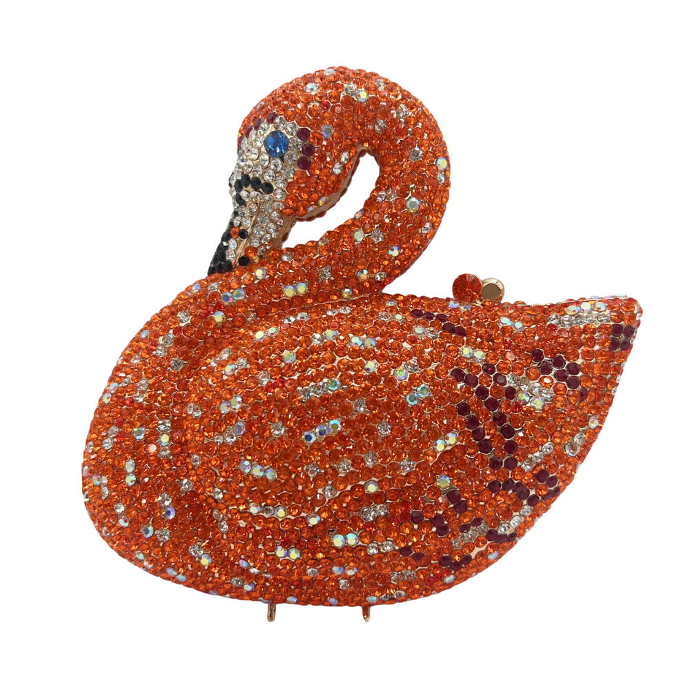 Women's Diamond Animal Swan Full Hand Holding Dinner Bag