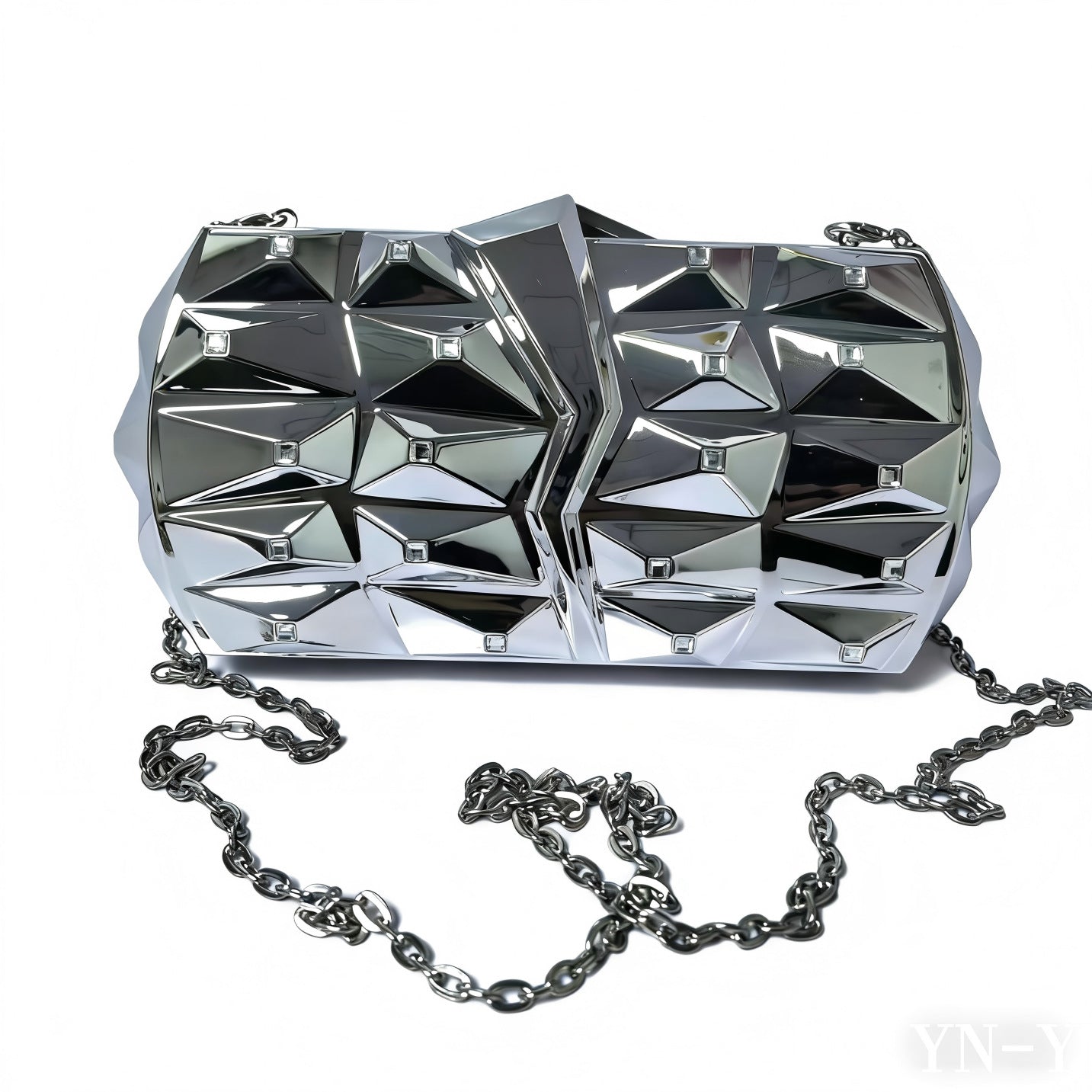 Geometric Rhombus Metal Texture Chain Fashion Shoulder Bags