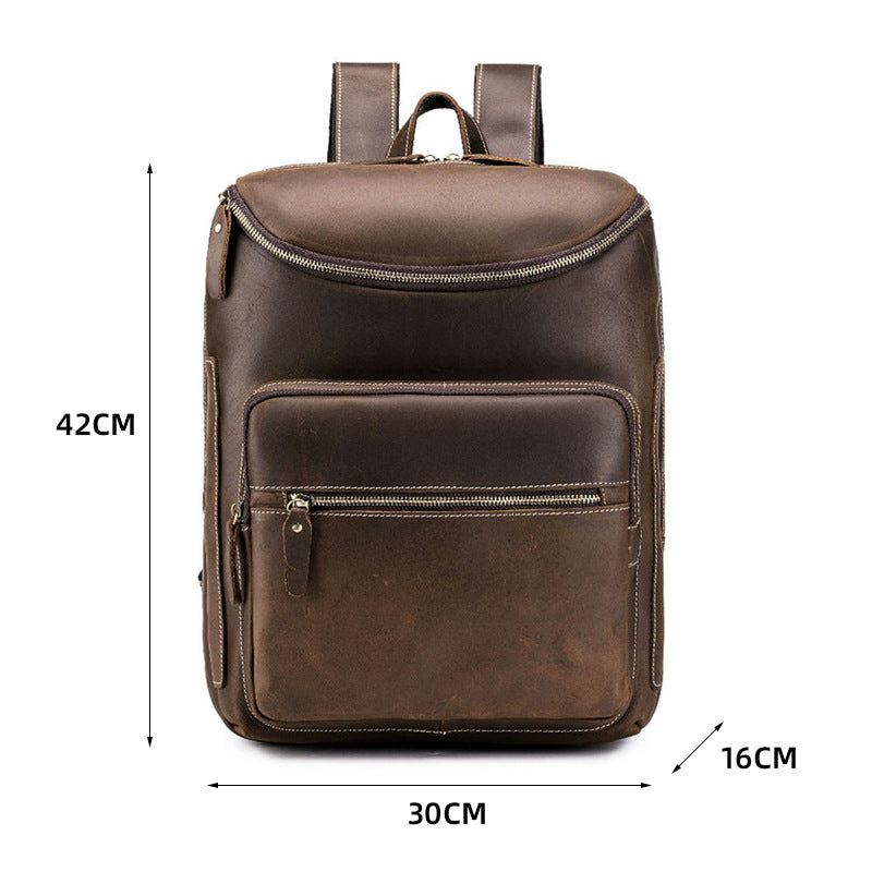 Leather Commute Computer First Layer Cowhide Large Business Backpack