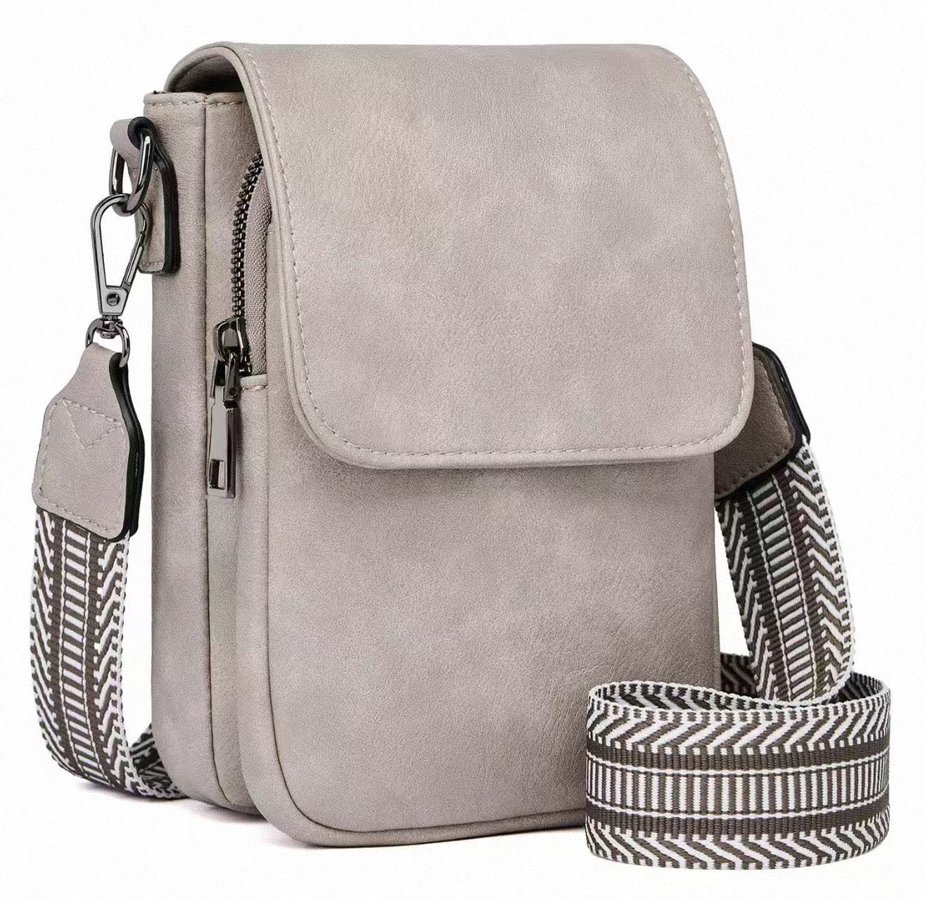 Women's Double Compartment Capacity Soft Leather One Flip Phone Bags