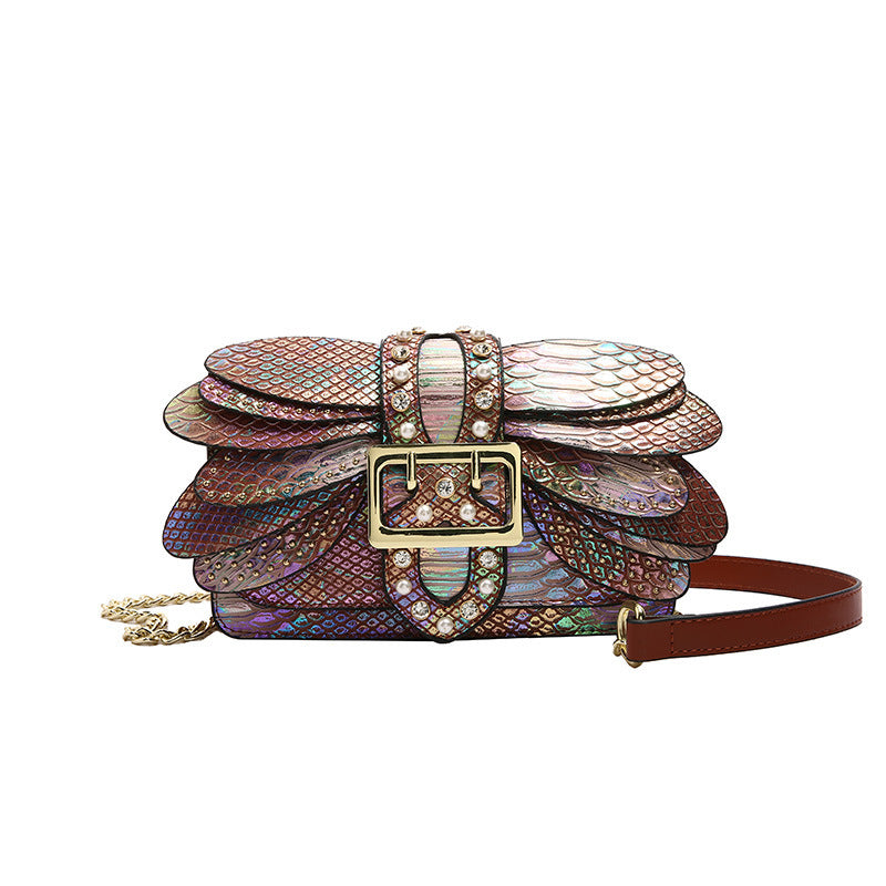 Women's Good-looking Butterfly Wings Rivet Chain Fashion Small Square Bag