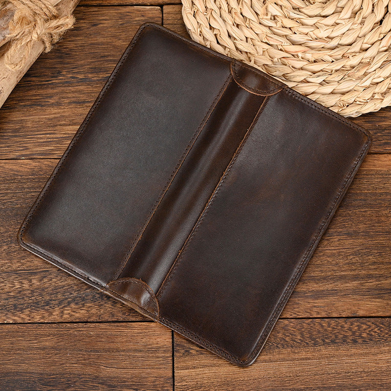 Men's Capacity First Layer Cowhide Genuine Leather Men's Clutch