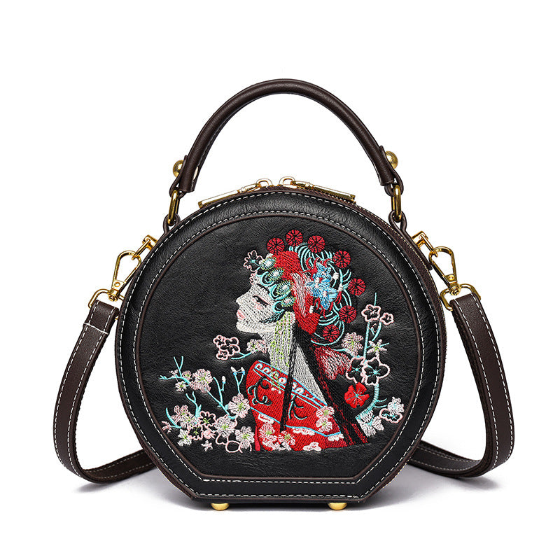 Chinese Style Embroidery Handmade Round Design Ethnic Texture Leisure Women's Shoulder Bag