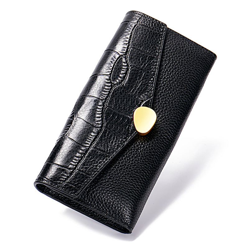 Women's Clutch First Layer Cowhide Crocodile Pattern Ladies Wallet