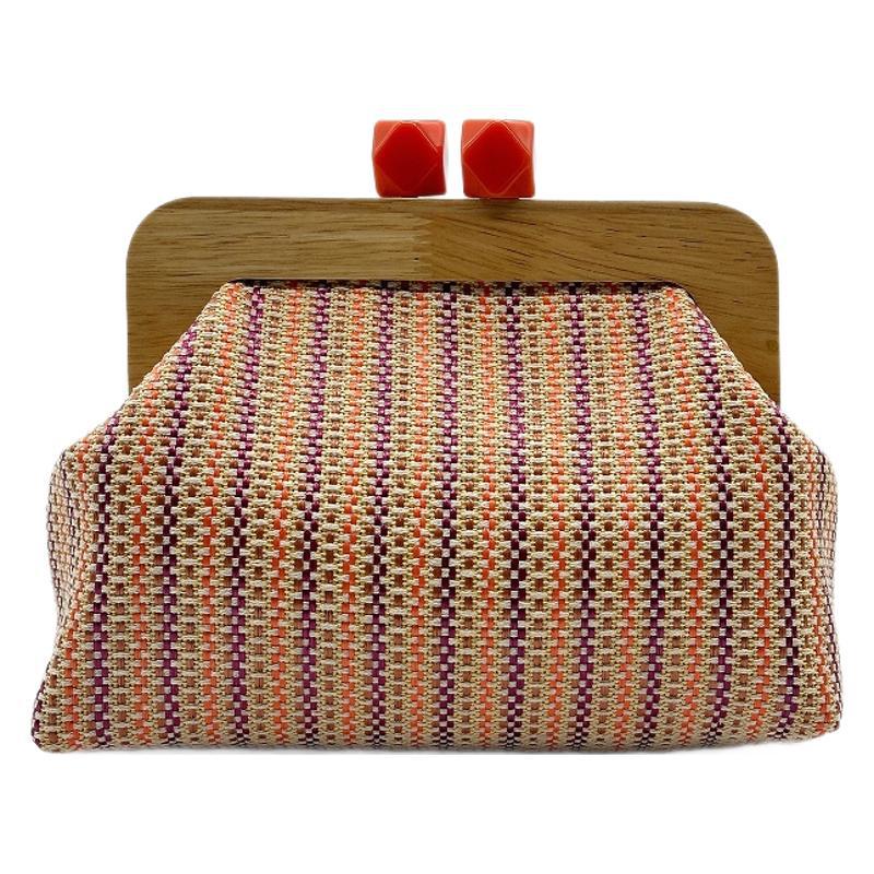 Women's Source Summer Straw Colorful Striped Clip Women's Clutch