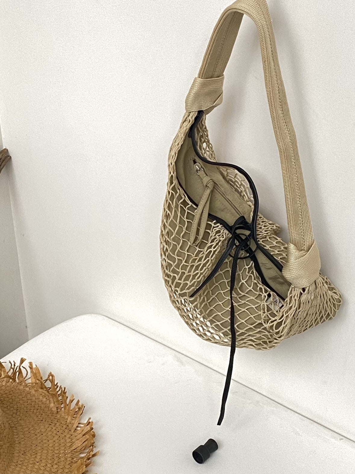 Charming Fashion Croissant Net Removable Hand-woven Women's Leather Bag