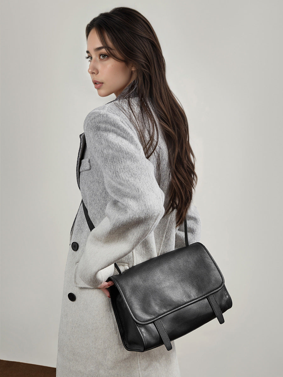 Women's Retro Frosted One Winter First Layer Cowhide Commuter Tote Bags