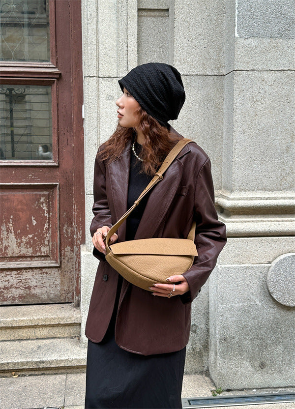 Women's Design Simple Preppy Style Advanced Dumpling Genuine Leather Winter Light Bags
