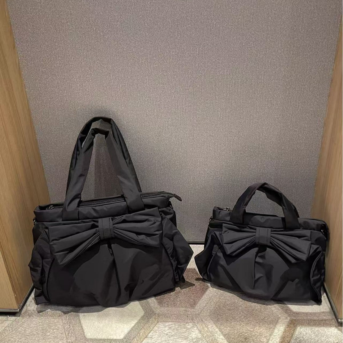 Women's Nylon Cloth Bowknot Large Capacity Simple Handbags