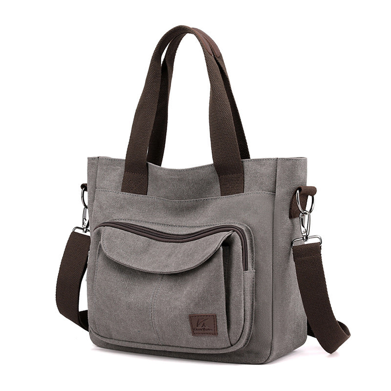 Women's Simple Retro Canvas Large Capacity Portable Shoulder Bags