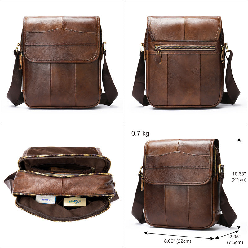 Men's Leather First Layer Cowhide Daily Commuter Bags