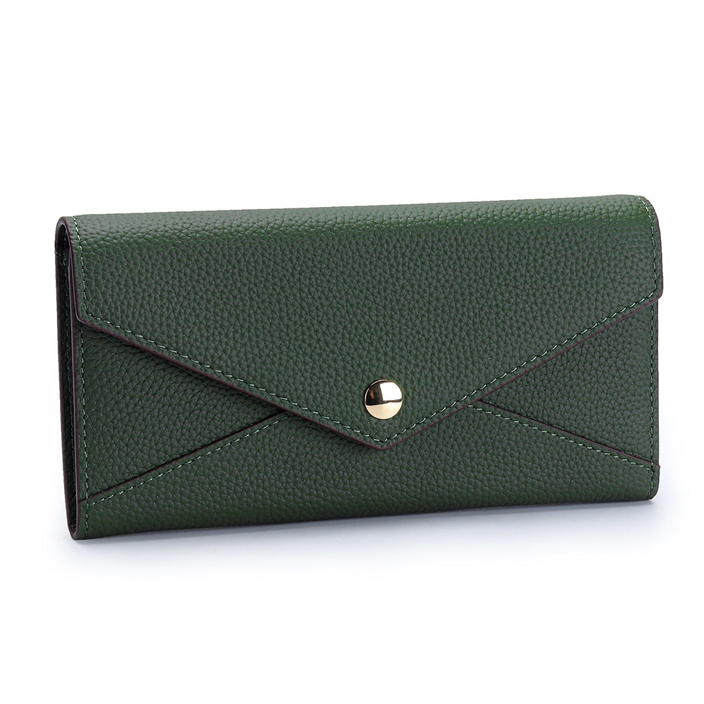 First Layer Cowhide Long Large Capacity Ladies Wallet