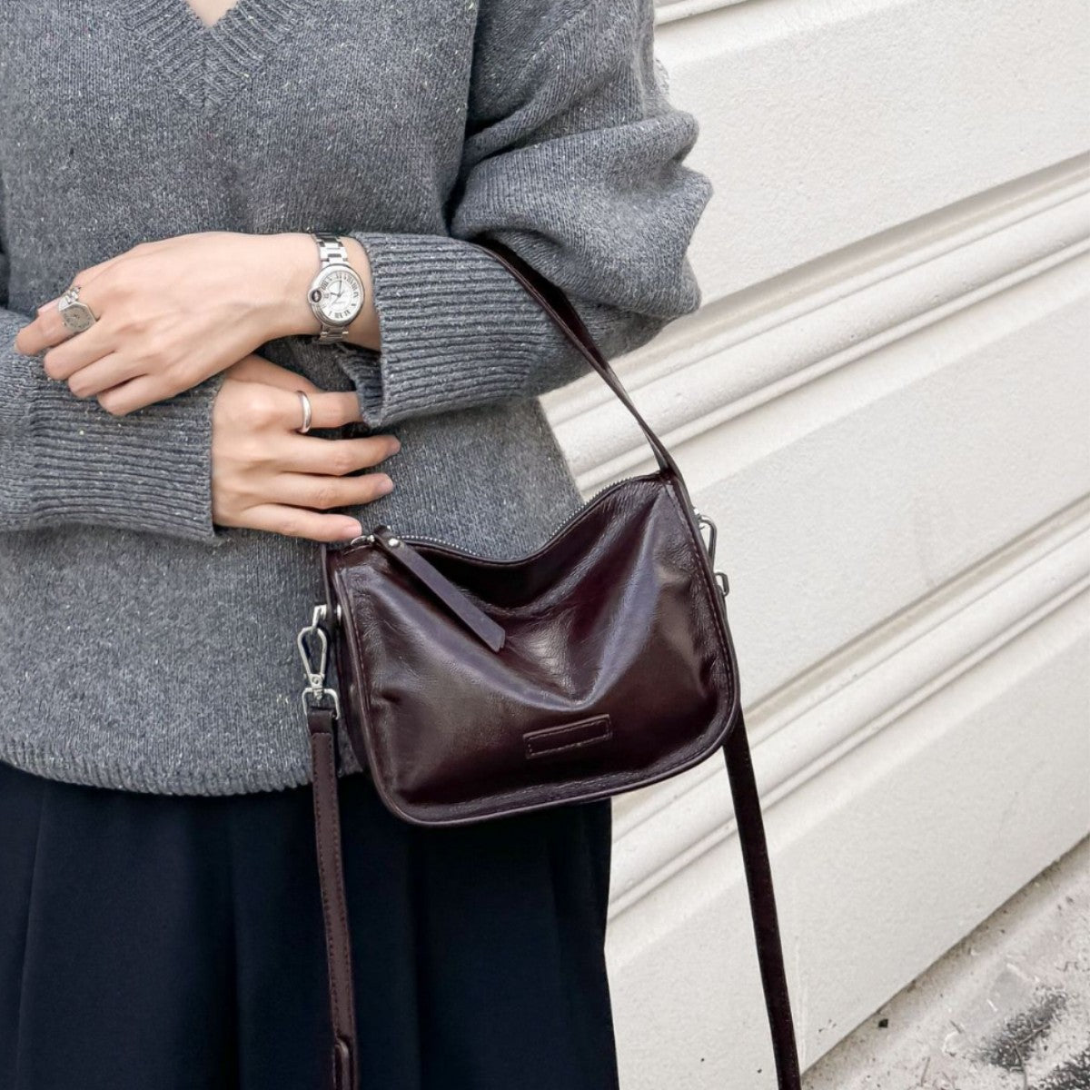 Women's First Layer Leather Fashion Simple Shopping Shell Practical Women's Shoulder Bag