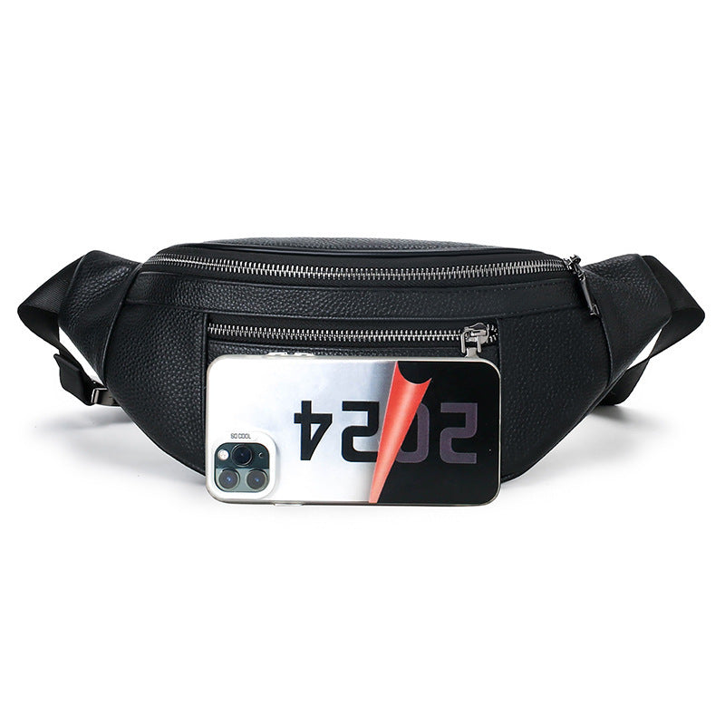 Men's Business Commute Outing First Layer Cowhide Men's Fanny Pack