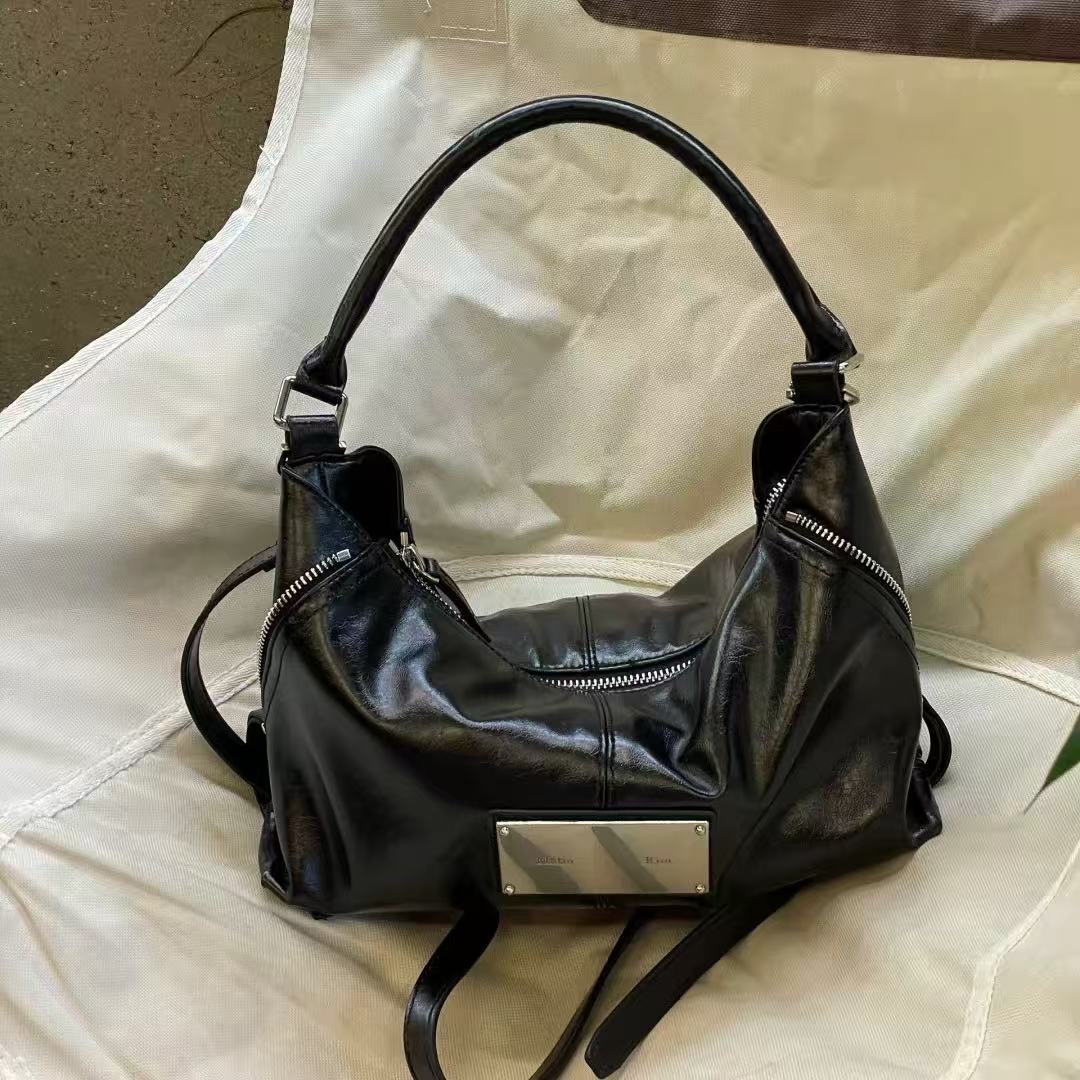 Double-sided Zip One Female Locomotive Style Easy Women's Shoulder Bag