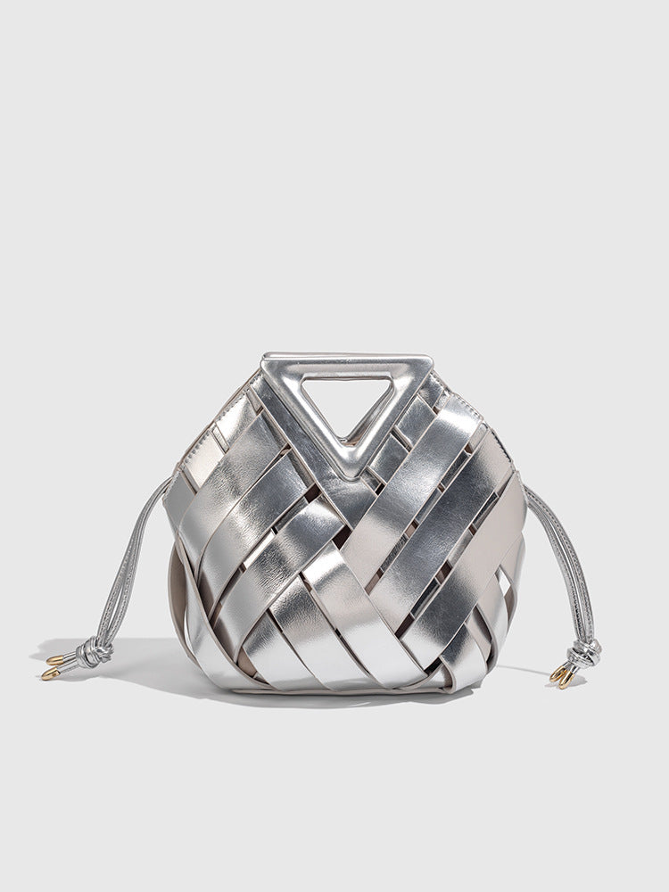 Women's Vegetable Basket Triangle Magnetic Woven Hollowed Women's Handbag