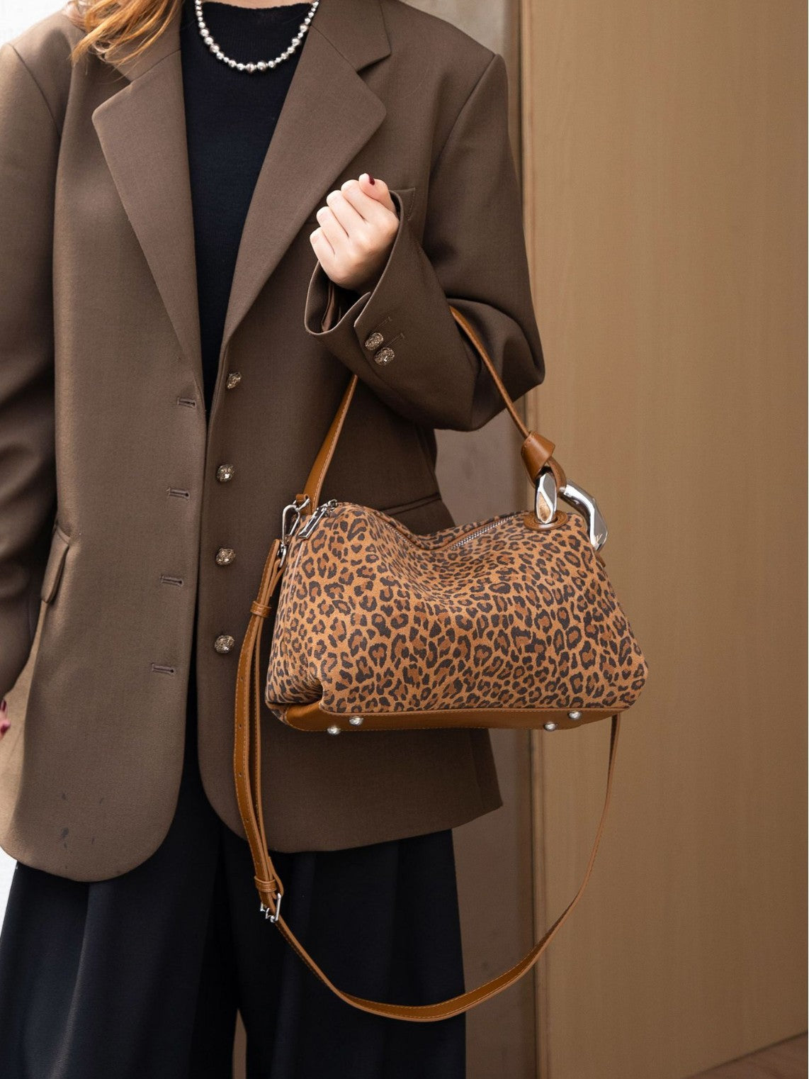 Temperament Leopard Print Soft High Sense Women's Handbag