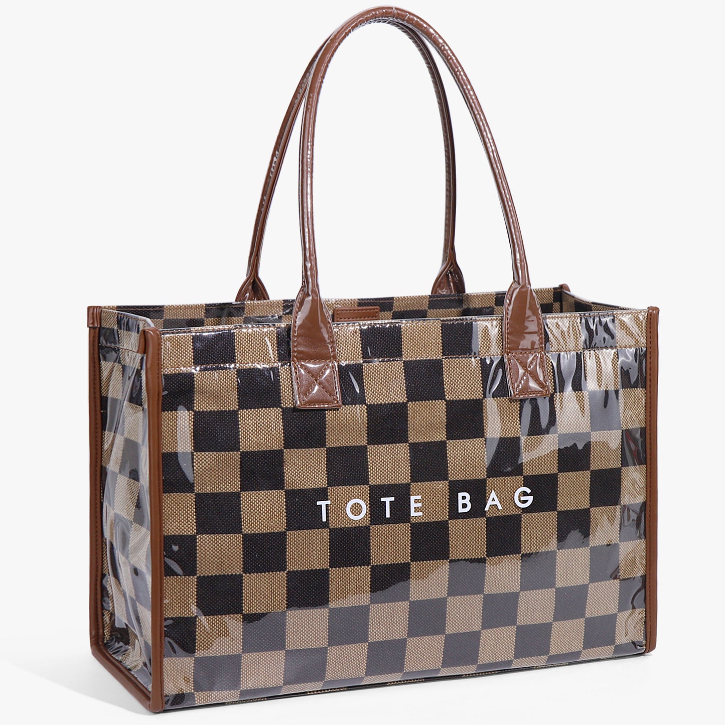 Black Brown Chessboard Large Capacity Double Shoulder Bags